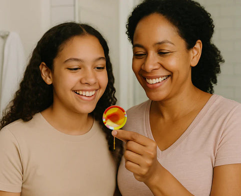 Mother showing Lumma Menstrual Disc to Daughter