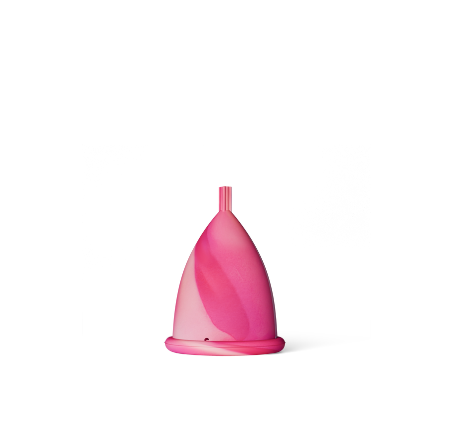 Pink menstrual cup without background