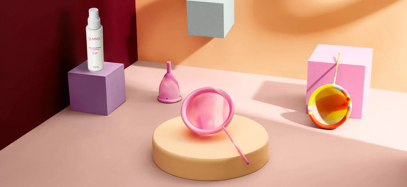 Lumma products line - Menstrual cup, menstrual disc, and a cleanser for both